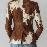 Marcela | Blazer de ante con estampado de vaca