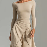 Éveline | Conjunto de top con cuello barco y pantalón ancho