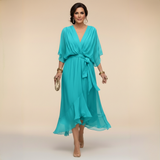 Ana | Vestido midi con escote drapeado