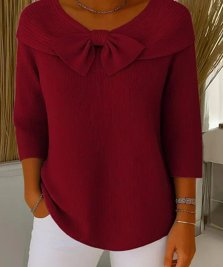 Araceli | Jersey de punto con lazo en cuello redondo