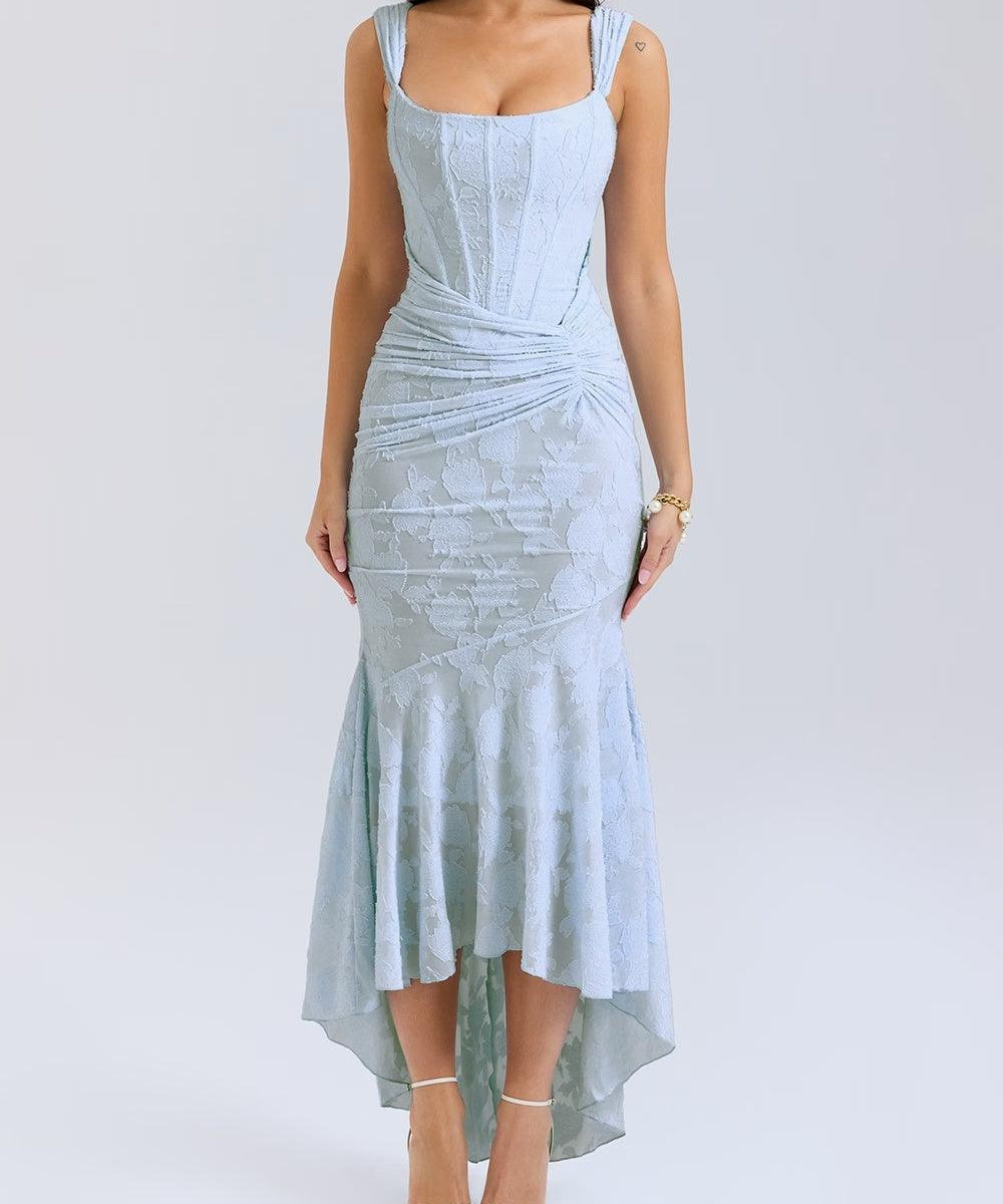 Daniela | Vestido midi de encaje con drapeado