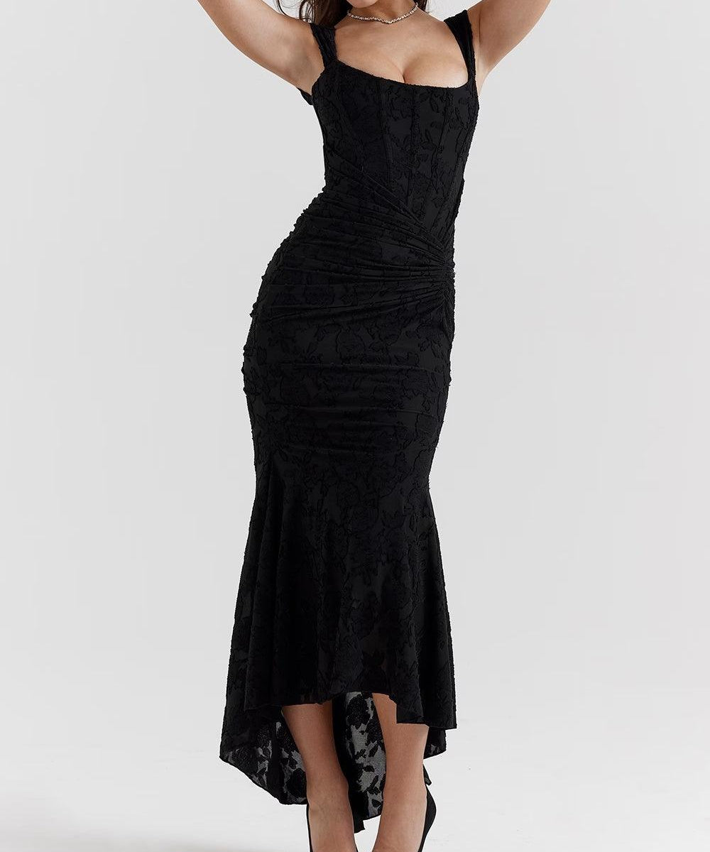 Daniela | Vestido midi de encaje con drapeado