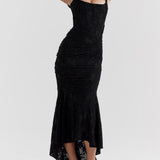 Daniela | Vestido midi de encaje con drapeado