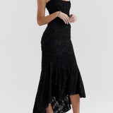 Daniela | Vestido midi de encaje con drapeado
