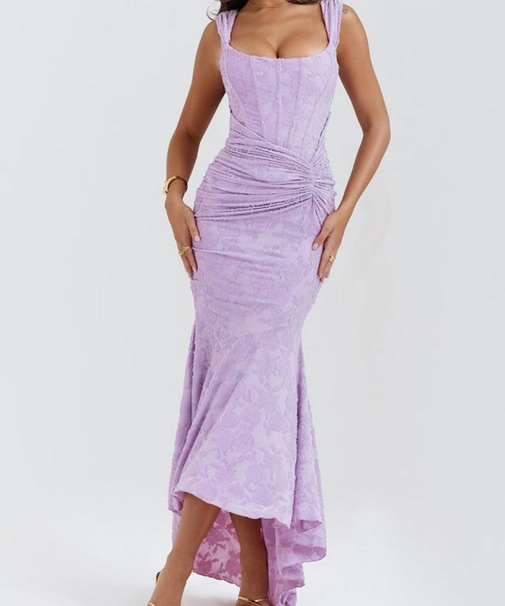 Daniela | Vestido midi de encaje con drapeado