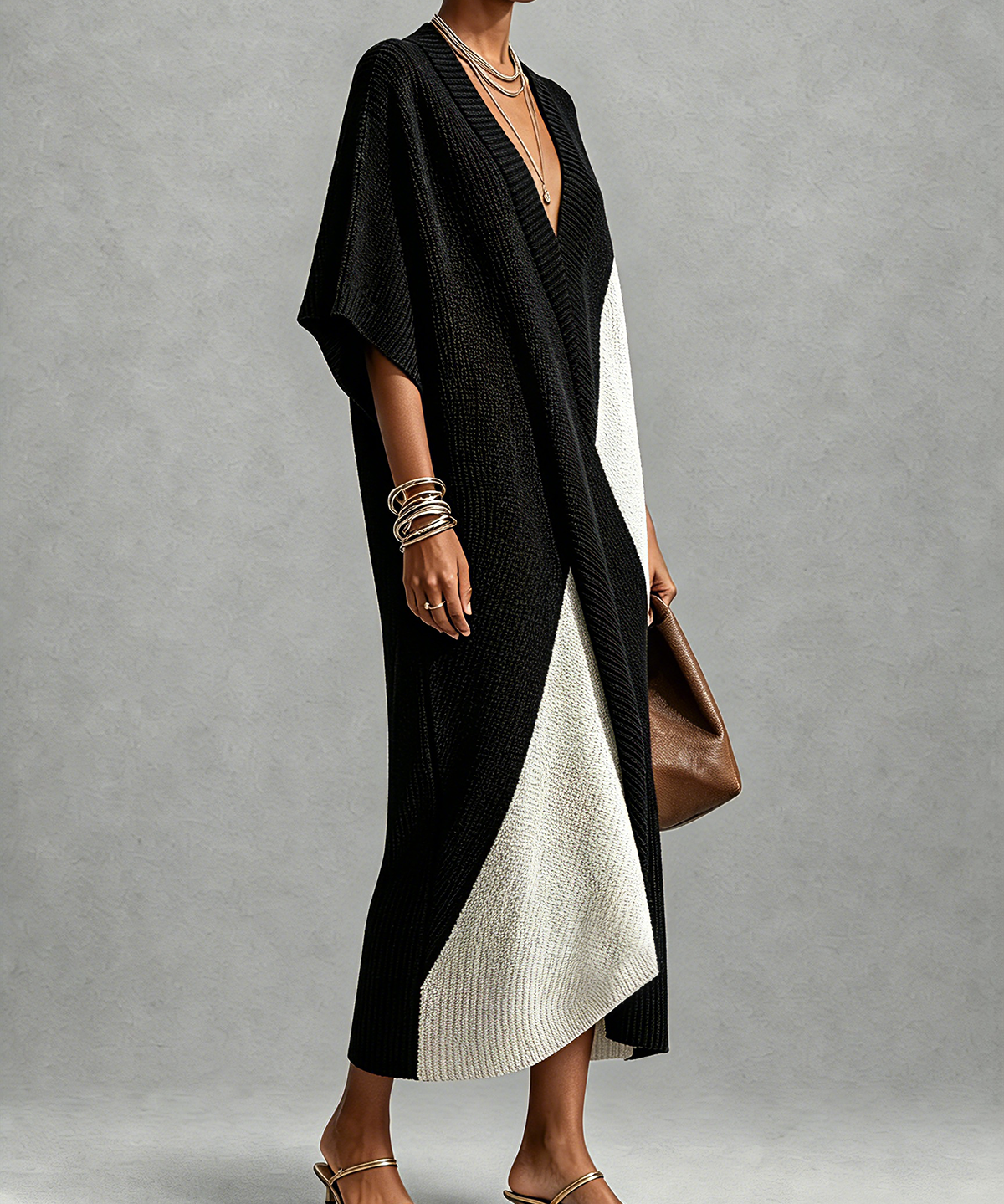 Véra | Vestido midi ébano y marfil