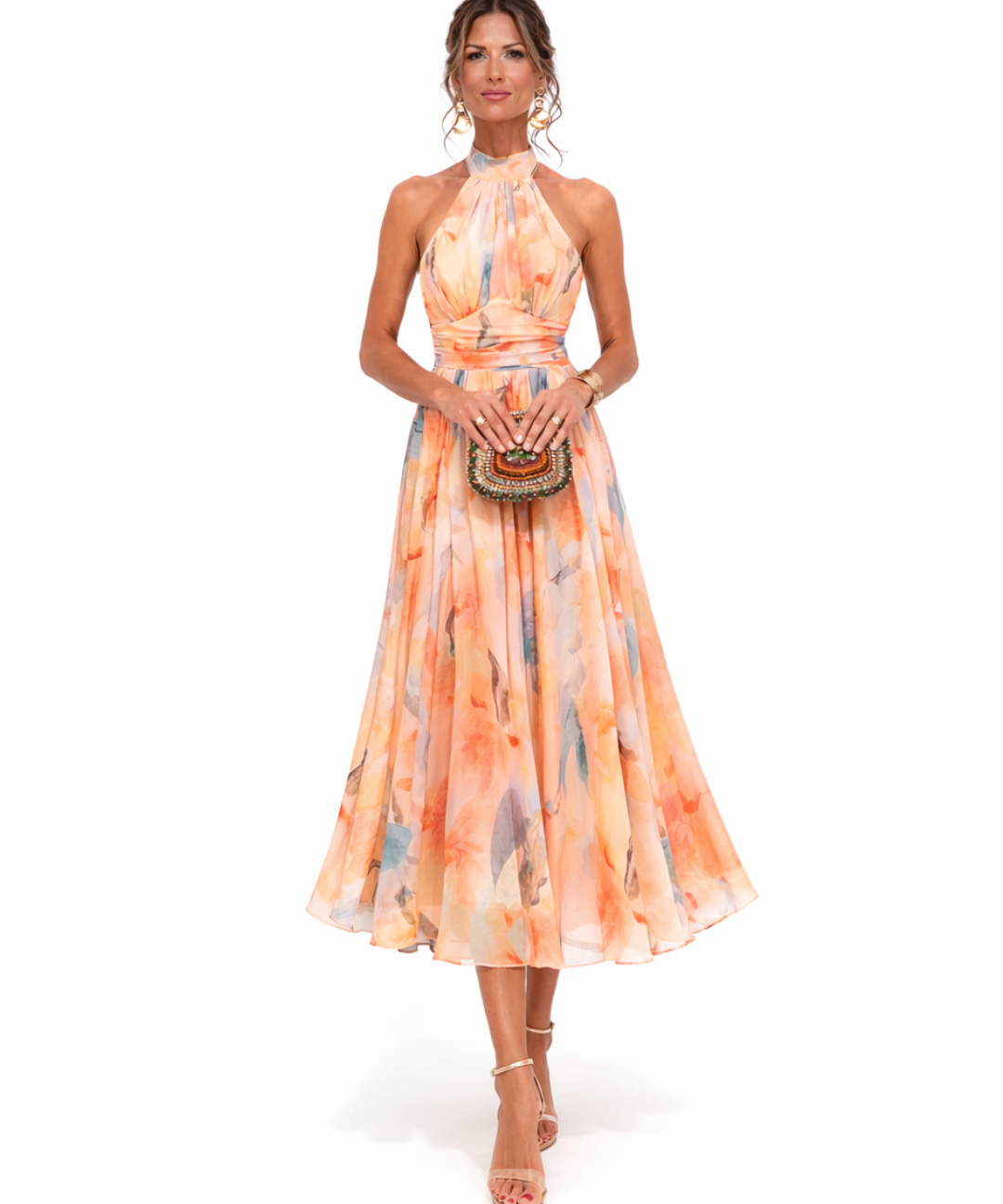 Pilar | Vestido midi con estampado acuarela