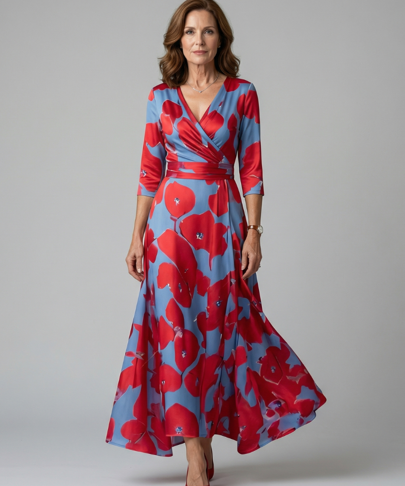 Beatriz | Vestido midi cruzado con estampado floral