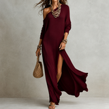 Zaira | Vestido largo fluido con escote asimétrico