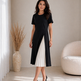 Yaretzi | Vestido midi con panel plisado