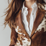 Marcela | Blazer de ante con estampado de vaca