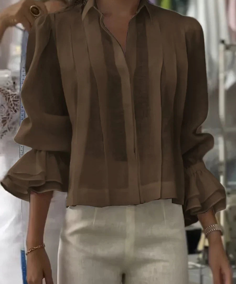 Nora | Blusa de algodón plisada elegante