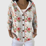 Tania | Chaqueta de punto con capucha y estampado floral