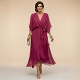 Ana | Vestido midi con escote drapeado