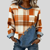 Cristina | Blusa patchwork con cuadros y detalles en contraste