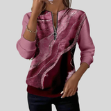 Elvira | Blusa de punto con cremallera y estampado