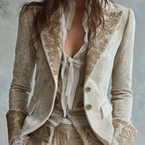 Paloma | Blazer sastre con bordado floral dorado