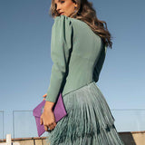 Frida | Vestido midi con flecos verdes