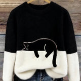 Adriana | Jersey de punto con gato estampado