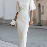 Magdalena | Vestido midi blanco de mangas cortas