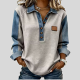 Norma | Blusa de punto con cuello y botones de contraste