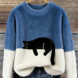 Adriana | Jersey de punto con gato estampado