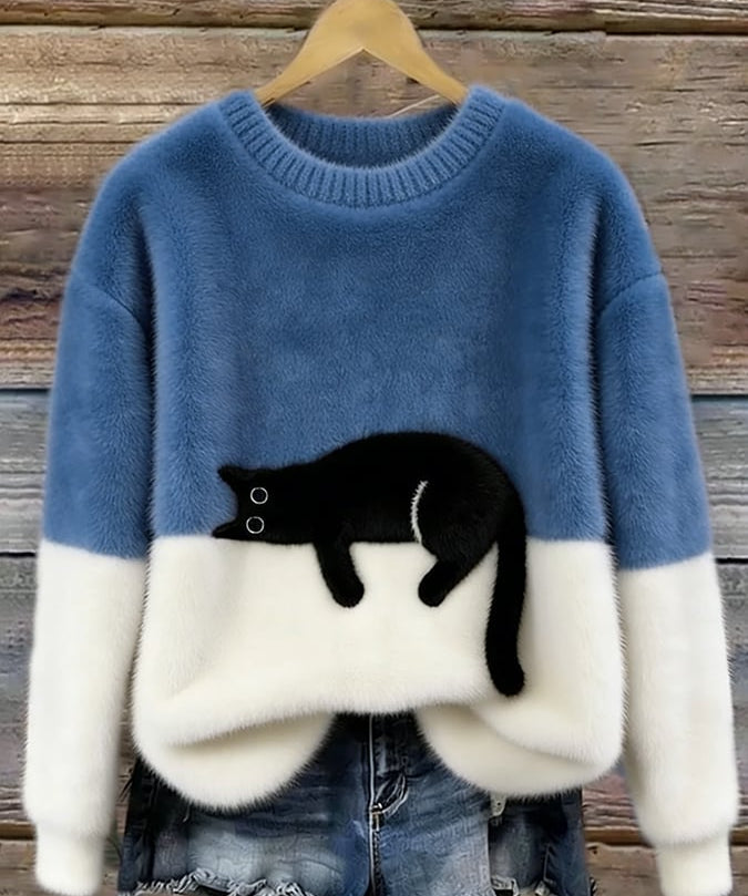 Adriana | Jersey de punto con gato estampado