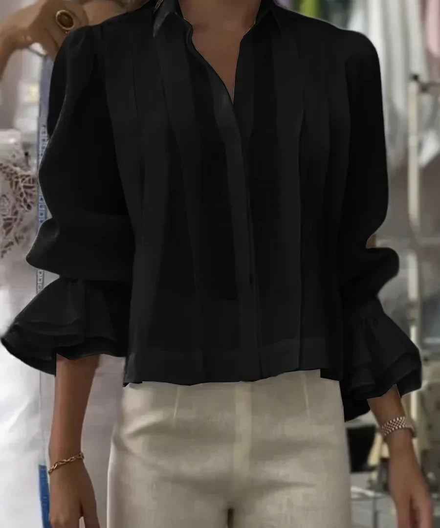 Nora | Blusa de algodón plisada elegante