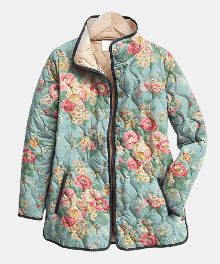 Chamarra Acolchada Rosas Celadón Daniela