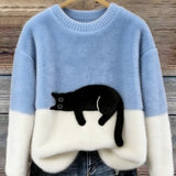 Adriana | Jersey de punto con gato estampado