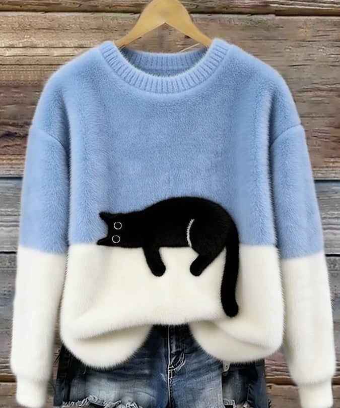 Adriana | Jersey de punto con gato estampado