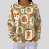 Marisol | Jersey de punto con estampado otoñal y botones