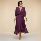 Ana | Vestido midi con escote drapeado
