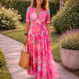Emilia | Vestido largo floral con escote en V