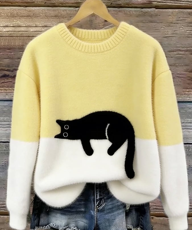 Adriana | Jersey de punto con gato estampado
