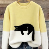 Adriana | Jersey de punto con gato estampado