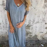 Marisol | Vestido maxi ancho con escote en V y caída fluida