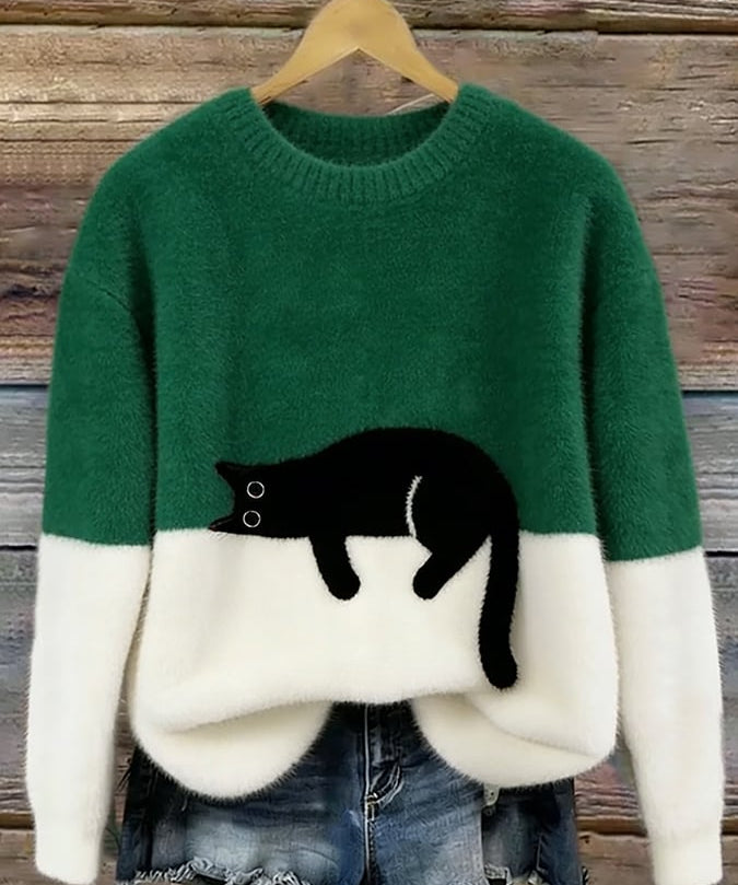 Adriana | Jersey de punto con gato estampado