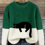 Adriana | Jersey de punto con gato estampado