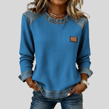 Magdalena | Blusa de punto con detalles de denim