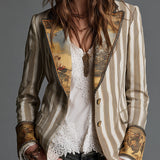 Alondra | Blazer de rayas con solapas estampadas