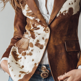 Marcela | Blazer de ante con estampado de vaca