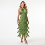 Marta | Vestido midi con volantes en capas