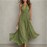 Silvia | Vestido largo en gasa con escote halter