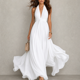 Silvia | Vestido largo en gasa con escote halter