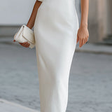 Magdalena | Vestido midi blanco de mangas cortas