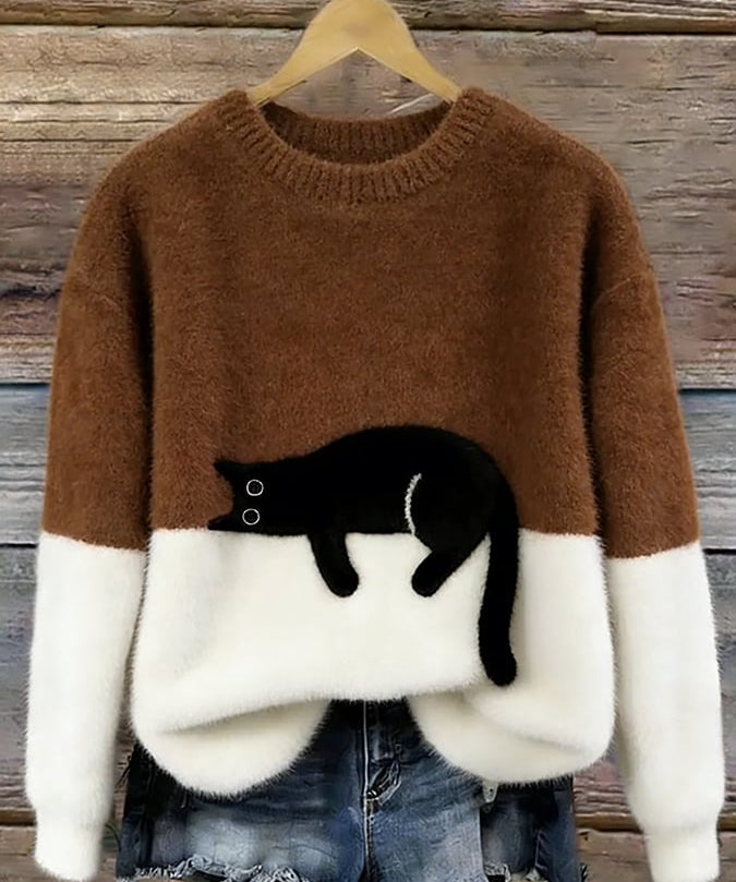 Adriana | Jersey de punto con gato estampado