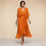 Ana | Vestido midi con escote drapeado