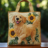 Estefanía | Bolso acolchado con golden retriever y girasoles