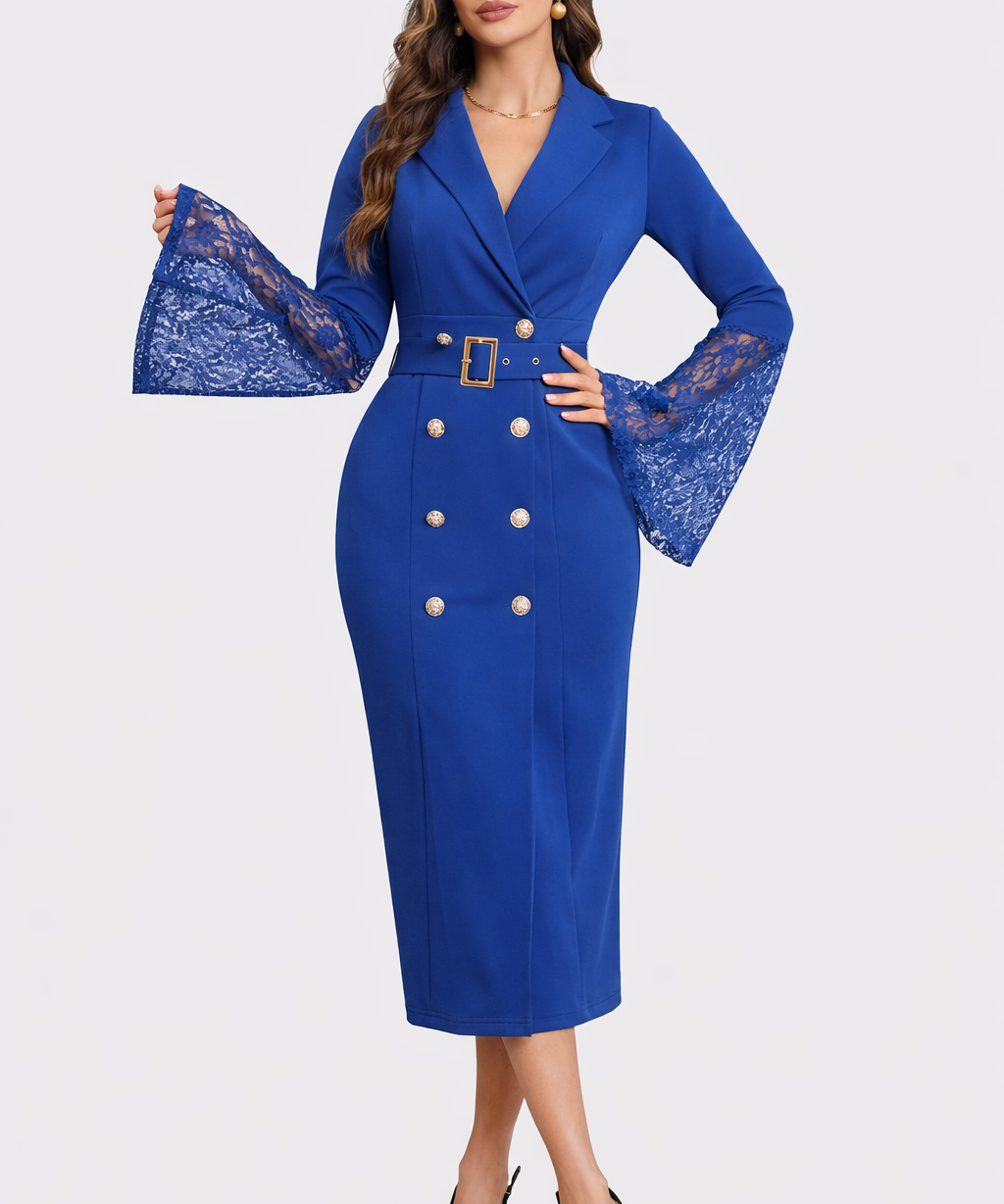 Mercedes | Vestido midi con mangas de encaje
